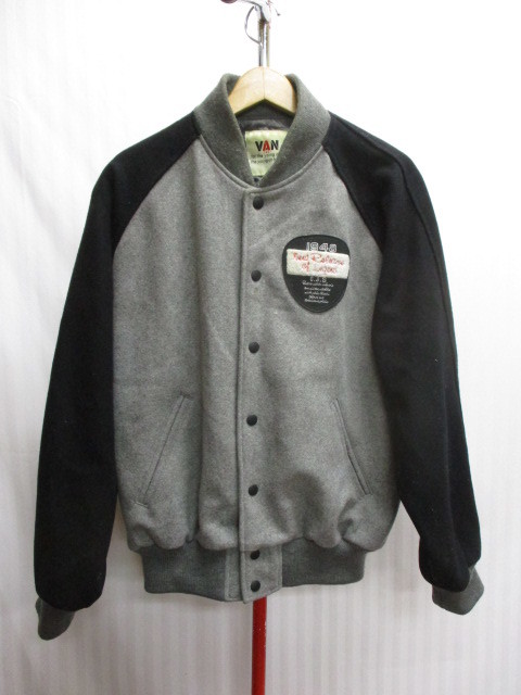 VAN JACKET ヴァンジャケット スタジャン メンズM 黒グレー スタジアム 