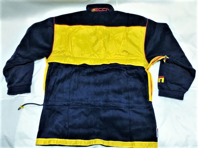 【MECCA USA/メッカ】ロゴ フリース ジップアップ プルオーバー ジャケット NAVY Size:L 新品 デッドストック/希少/大き目/アウトドア/防寒 ハーフジップ フリース メンズ OFF-WHITE 美品 刺繍ロゴ