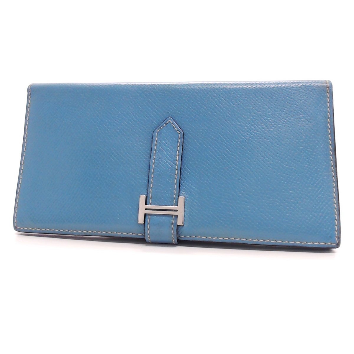 HERMES エルメス ベアン デュプリ ブルージーン 三つ折財布 I26 レディース 