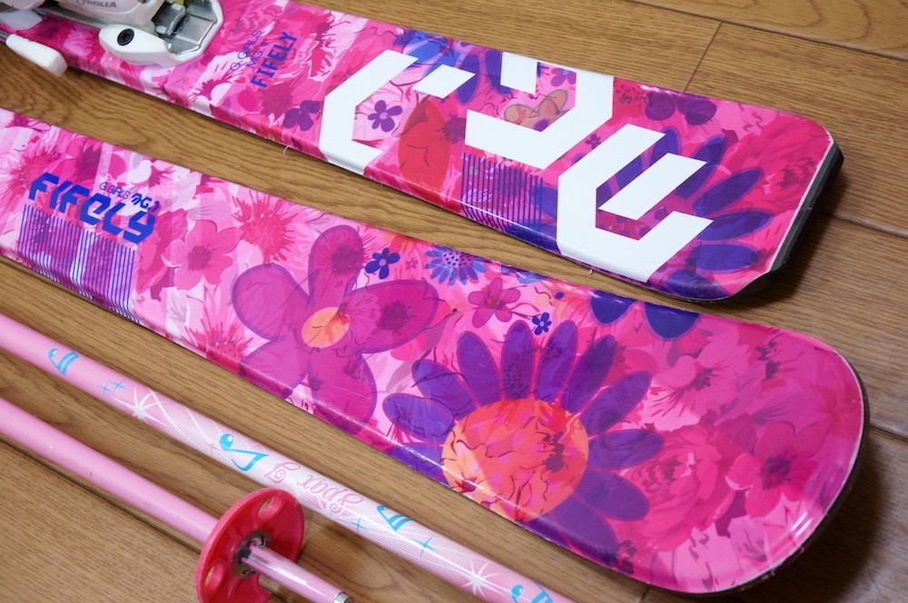 メンテ済 128cm 靴22cm BLUEMORIS B×B スキーセット Bluemoris メンテ済 ブルーモリス スキー板 メンズ レディース＜2026