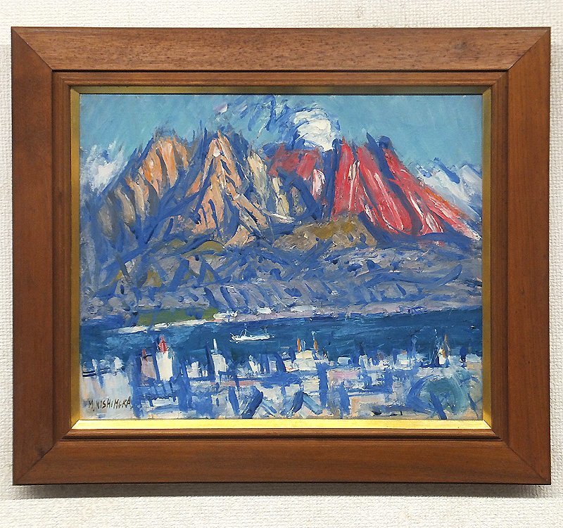 【真作】絵画　谷村隆志　油彩8号　別府　鮮やかなタッチの洋画作品　W122 油絵 モンマルトル 谷村隆志 風景画