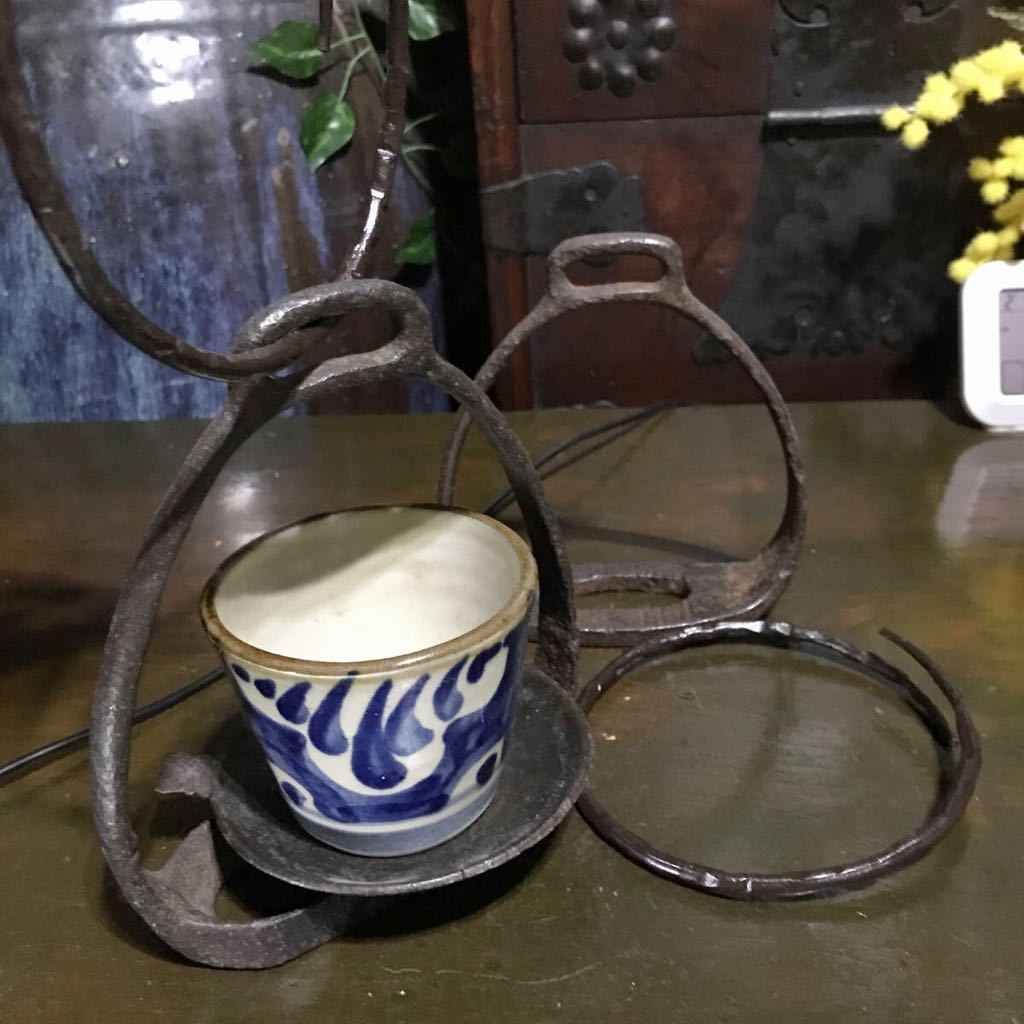 古伊万里 蕎麦猪口 染付 江戸期 無傷完品 瓔珞文 □匠□