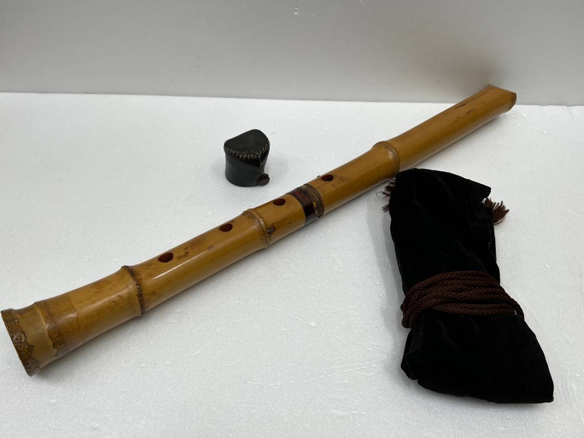 126□ 尺八 雪州 笛 3印 約54.5cm 約375g 古管 和楽器 木管楽器 日本