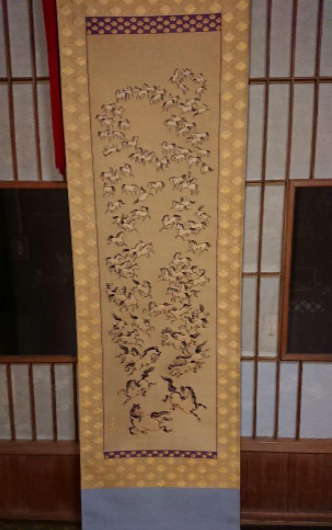 【真作】 名品 ２尺大幅 掛け軸「薔薇と雀の図」藤田苔石 2尺大幅 掛け軸「薔薇と雀の図」藤田苔石 | 藤田苔石