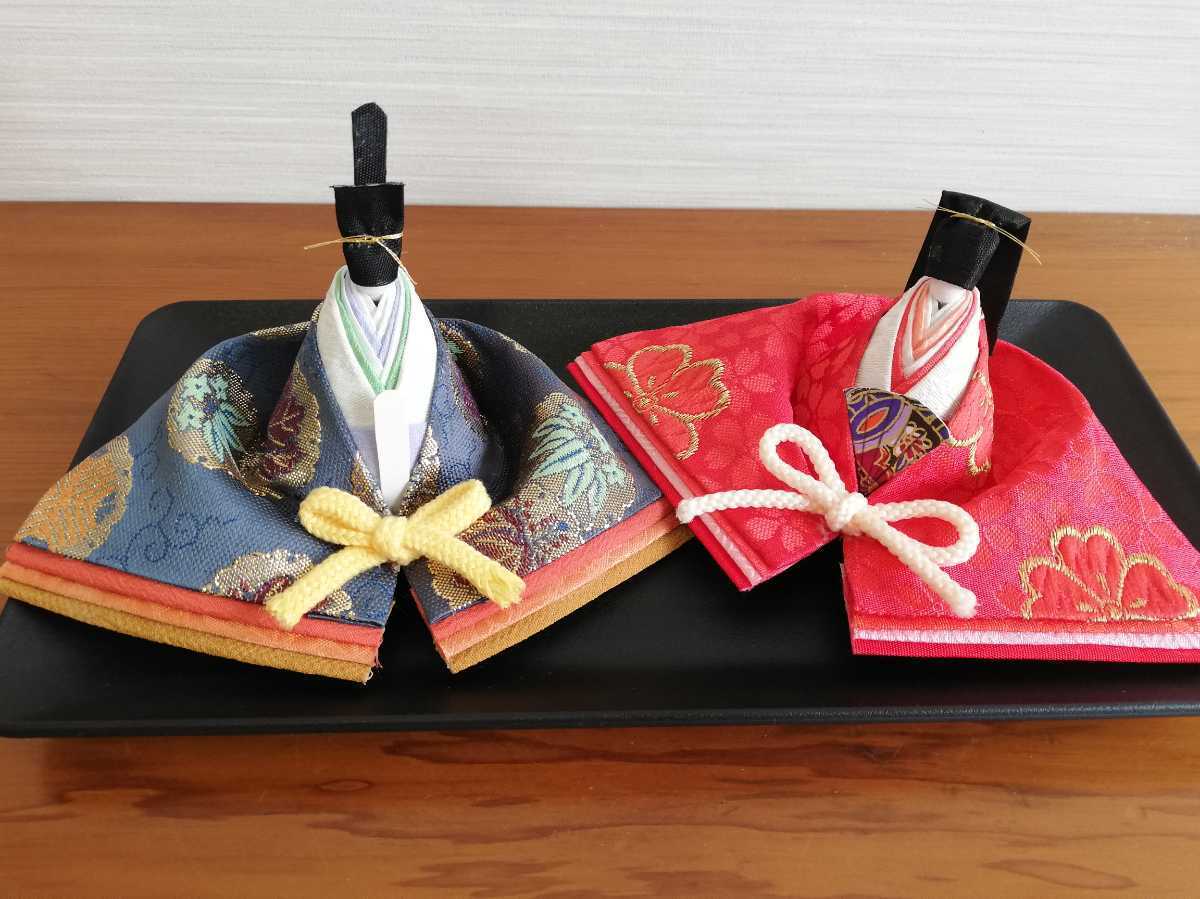 雛人形⑤ ハンドメイド ひな祭り 桃の節句金蘭布 年中行事 女雛男雛 土産インテリア着物和柄 お内裏様 親王殿様ひな人形お雛様 雛祭り婚礼_3