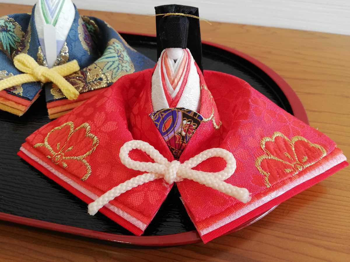 雛人形⑤ ハンドメイド ひな祭り 桃の節句金蘭布 年中行事 女雛男雛 土産インテリア着物和柄 お内裏様 親王殿様ひな人形お雛様 雛祭り婚礼_5