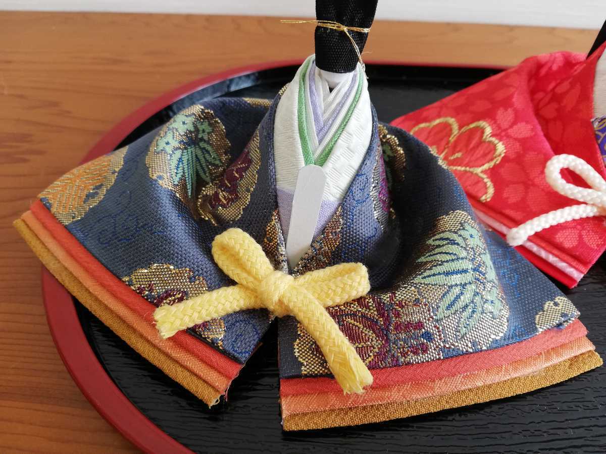 雛人形⑤ ハンドメイド ひな祭り 桃の節句金蘭布 年中行事 女雛男雛 土産インテリア着物和柄 お内裏様 親王殿様ひな人形お雛様 雛祭り婚礼_6