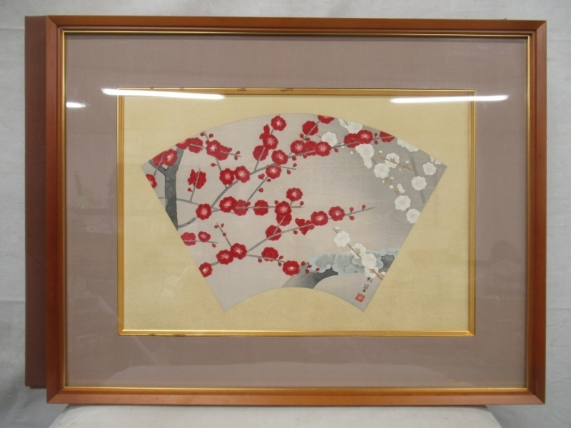 植物 日本画 静物画 花鳥画 紅白 上村松篁『梅』木版画 | 版画 国内外