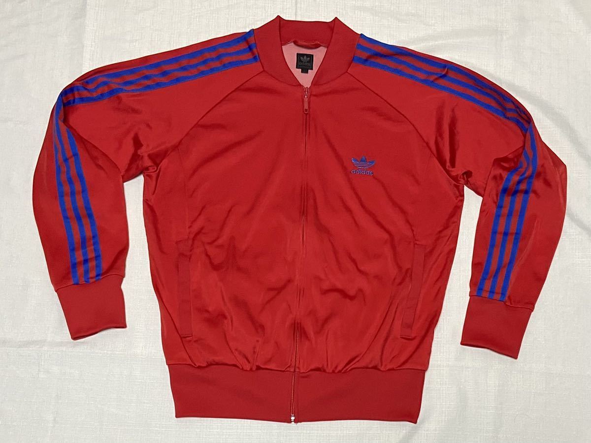 アディダス トラックジャケット トレフォイル 刺繍ロゴ ATP型 レッド XL レア色 adidas オリジナルス ATP ビンテージ復刻 赤 青 トレフォイル