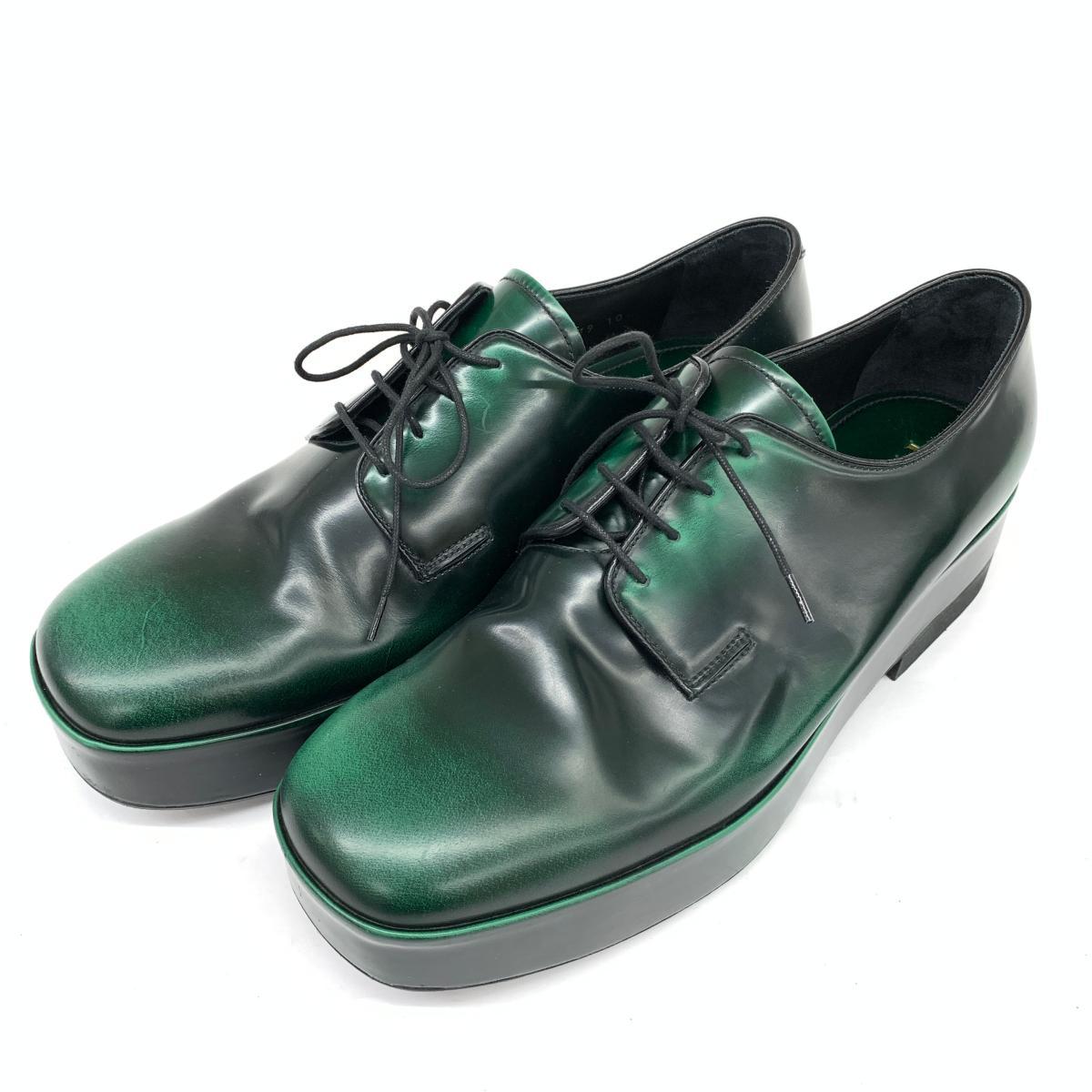 美品◇PRADA プラダ シューズ サイズ10◇グリーン/玉虫色/レザー 