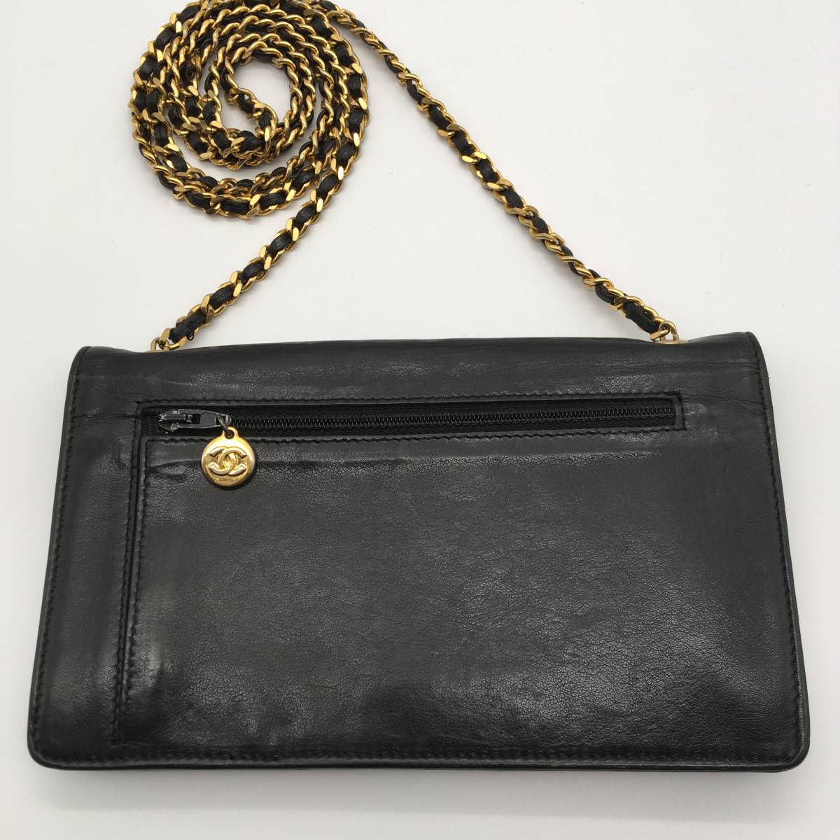 CHANEL シャネル チェーンウォレット ヴィンテージシャネル ラムスキン 