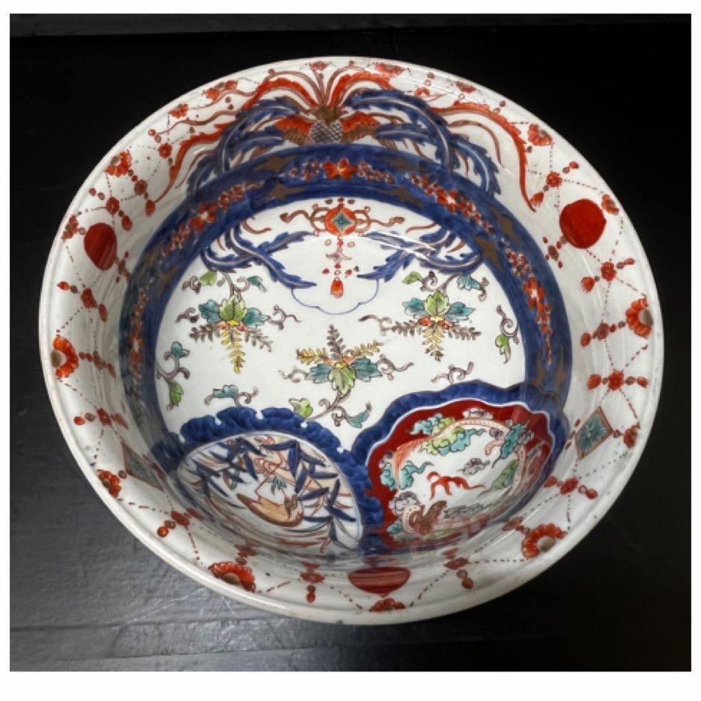 希少/古伊万里/冨貴長春/錦手/五彩/色絵/赤絵/金彩/龍/陶磁器/大鉢/深