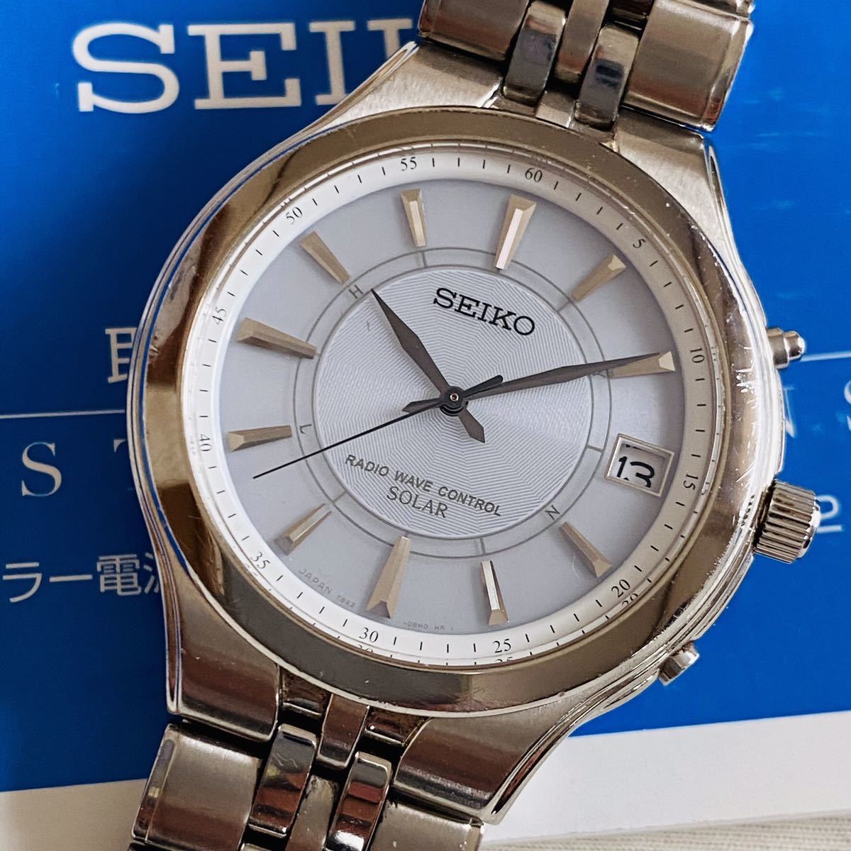 電波ソーラー 美品！SEIKOセイコー デイト メンズ腕時計 7B42-0AK0 