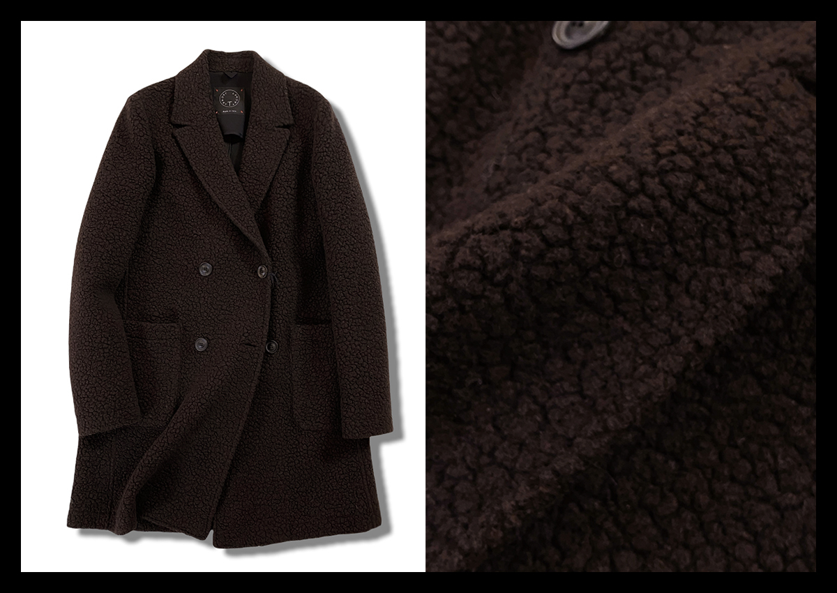 定価7.4万 ティージャケット T-JACKET 大人の品格と季節感溢れる１着！ウール ダブルチェスターコート ボアコート トネッロ イタリア製 XS