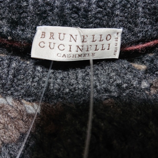 ブルネロクチネリ BRUNELLO CUCINELLI カーディガン サイズM - ダークグレー×ライトブラウン×マルチ レディース 長袖/カシミヤ トップス BRUNELLO | CUCINELLI カシミヤ混ストール ブルネロクチネリ クチネリ銀座店が待望のリニューアル