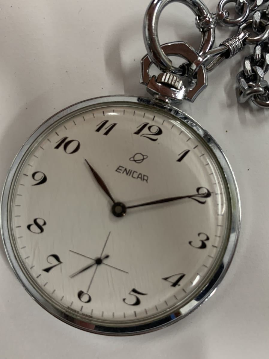 1円〜 ENICAR エニカ 懐中時計 スモセコ 手巻き 可動品 中古 手巻き エニカ