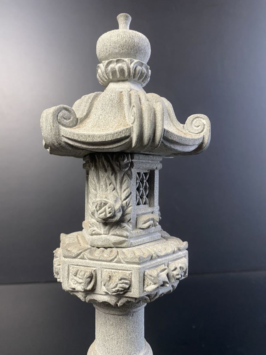 JK435] 盆景 ミニ灯籠 細密彫 石造 盆栽 飾り ガーデニング 庭 日本