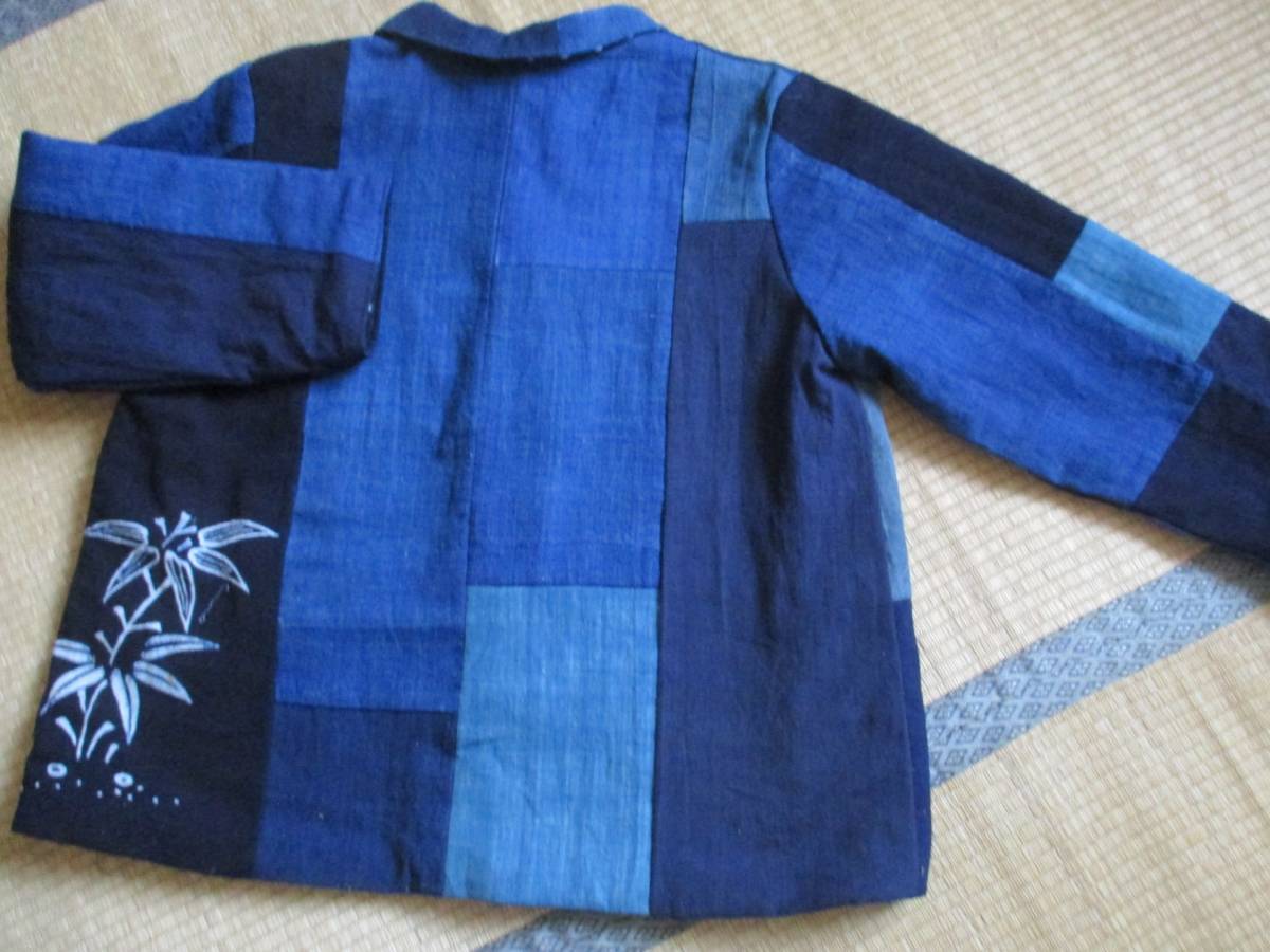 着物 リメイク 絣 型染 藍染 木綿 古布 雪ん子 半纏 刺し子 