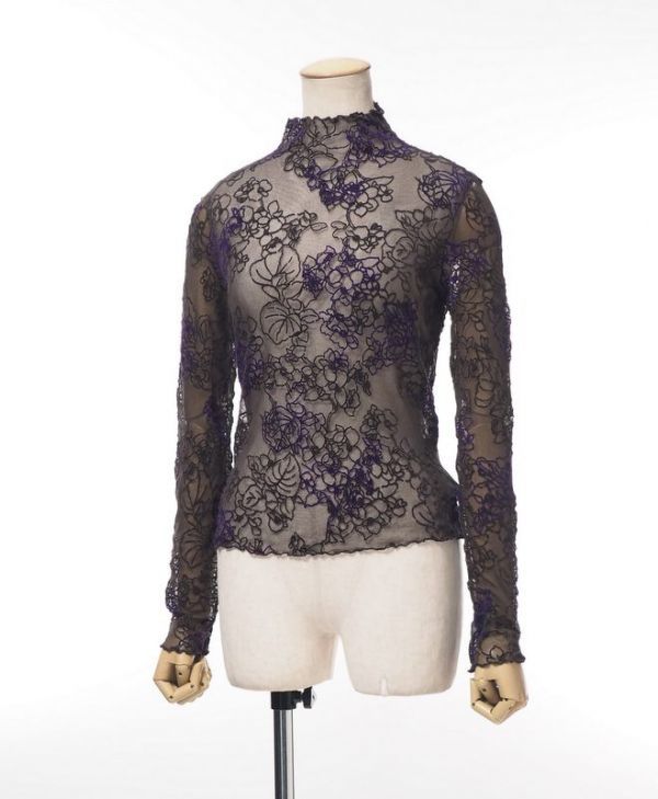 TD7783〇4298 SHIZUKA KOMURO/シズカコムロ*メッシュ*花柄*フロッキー