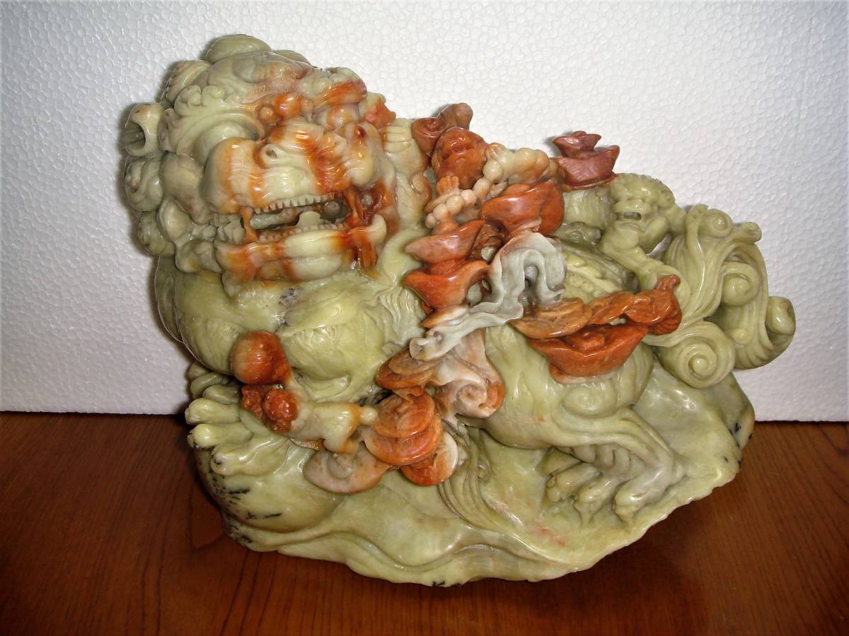 寿山石彫刻 置物(東洋彫刻)｜売買されたオークション 親子獅子 中国