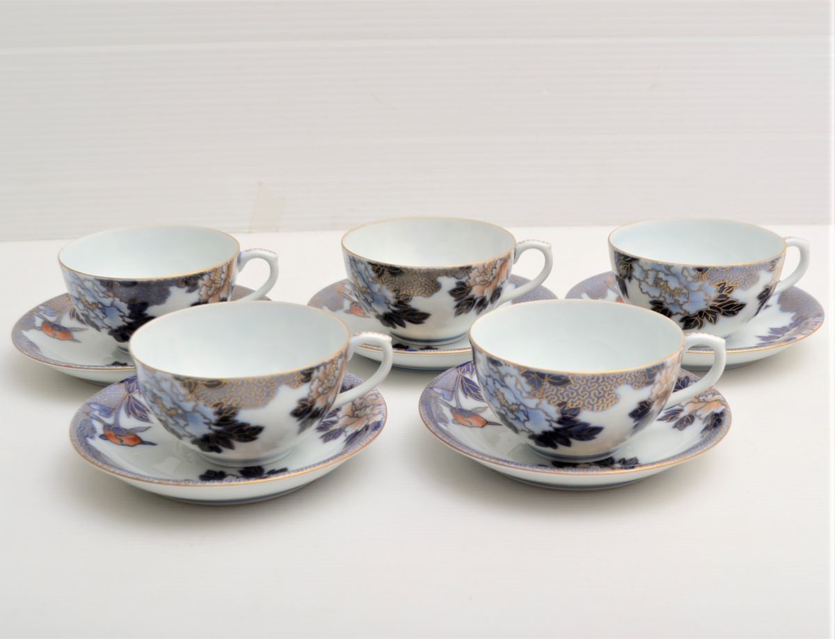 深川製磁、5枚セット M005J07T オールド深川製磁☆Old Fukagawa☆カップ＆ソーサー5客☆まとめ