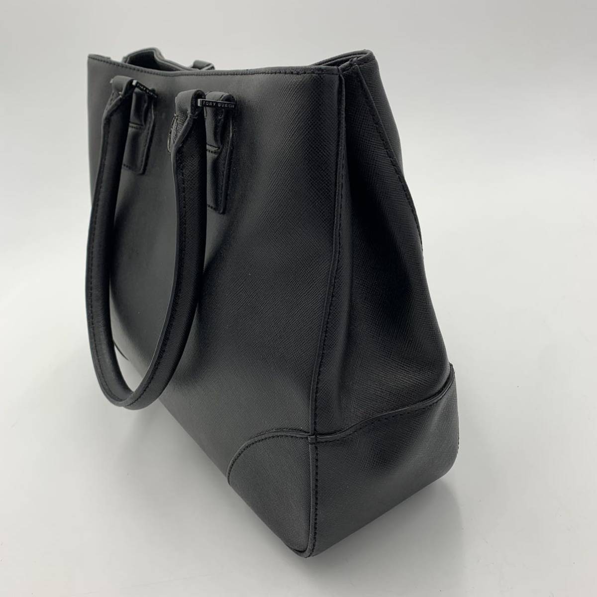 @ 高級感溢れる!! [鏡/ミラー付属] Tory Burch トリーバーチ PVC×レザー ハンドバッグ 手提げ鞄 トートバッグ レディース 婦人鞄 BLK Tory ミラー Burch ミニウォレット トリーバーチミラー Sunglasses
