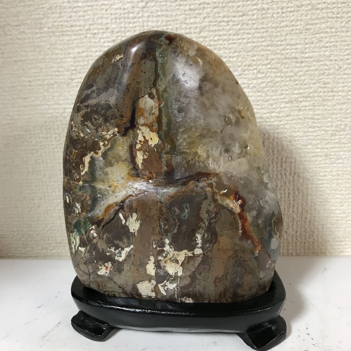 水石 鑑賞石 加賀錦石 盆栽 にしき 加賀錦石です、色んな混じり美しい
