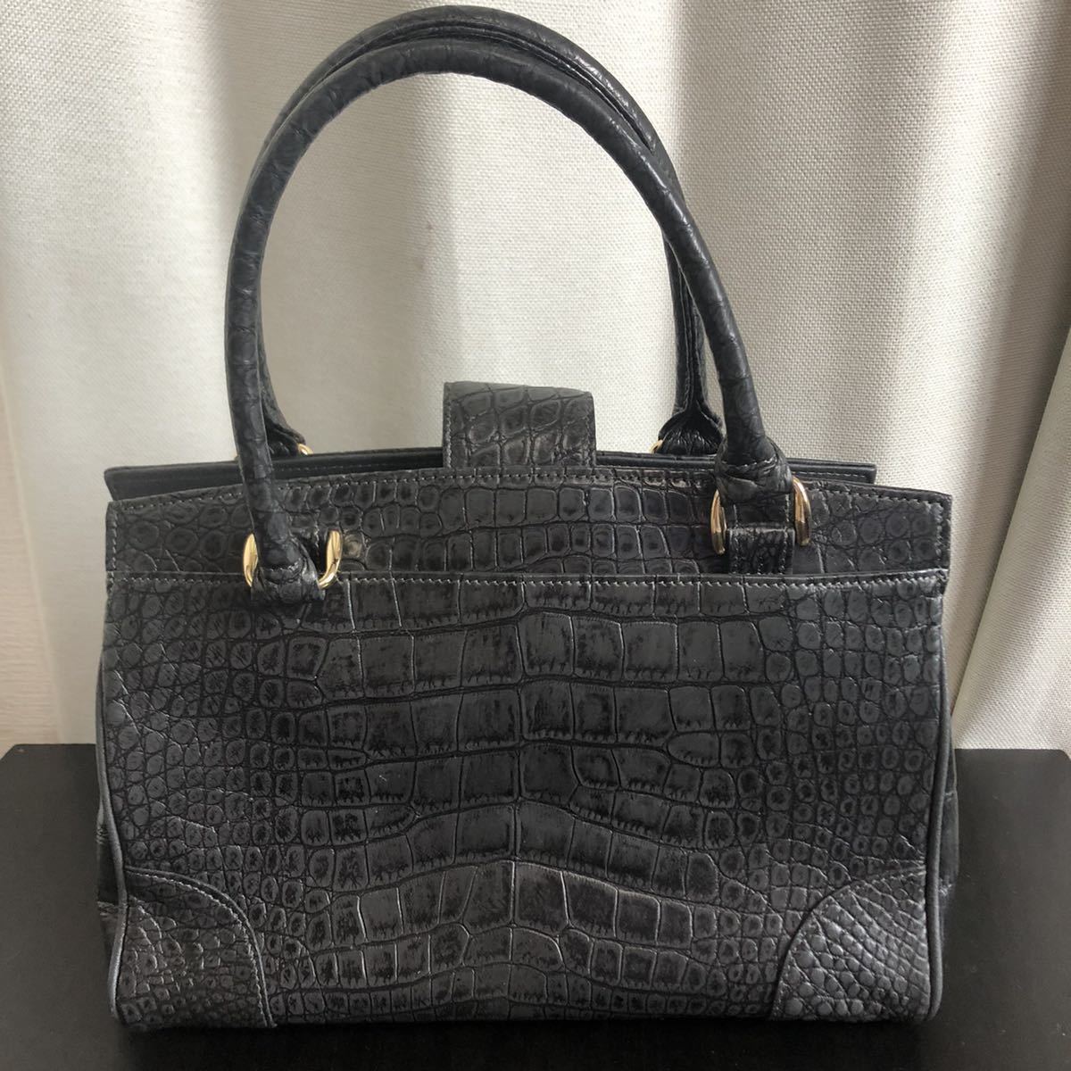 JRA 美品 JRA認定タグ付き クロコダイル ハンドバッグ ショルダー 