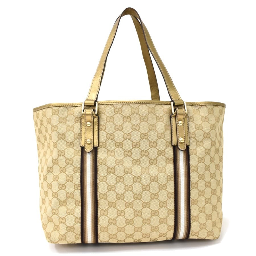 GUCCI グッチ ベージュ アイボリー ゴールド金具 GGキャンバス ⁄レザー