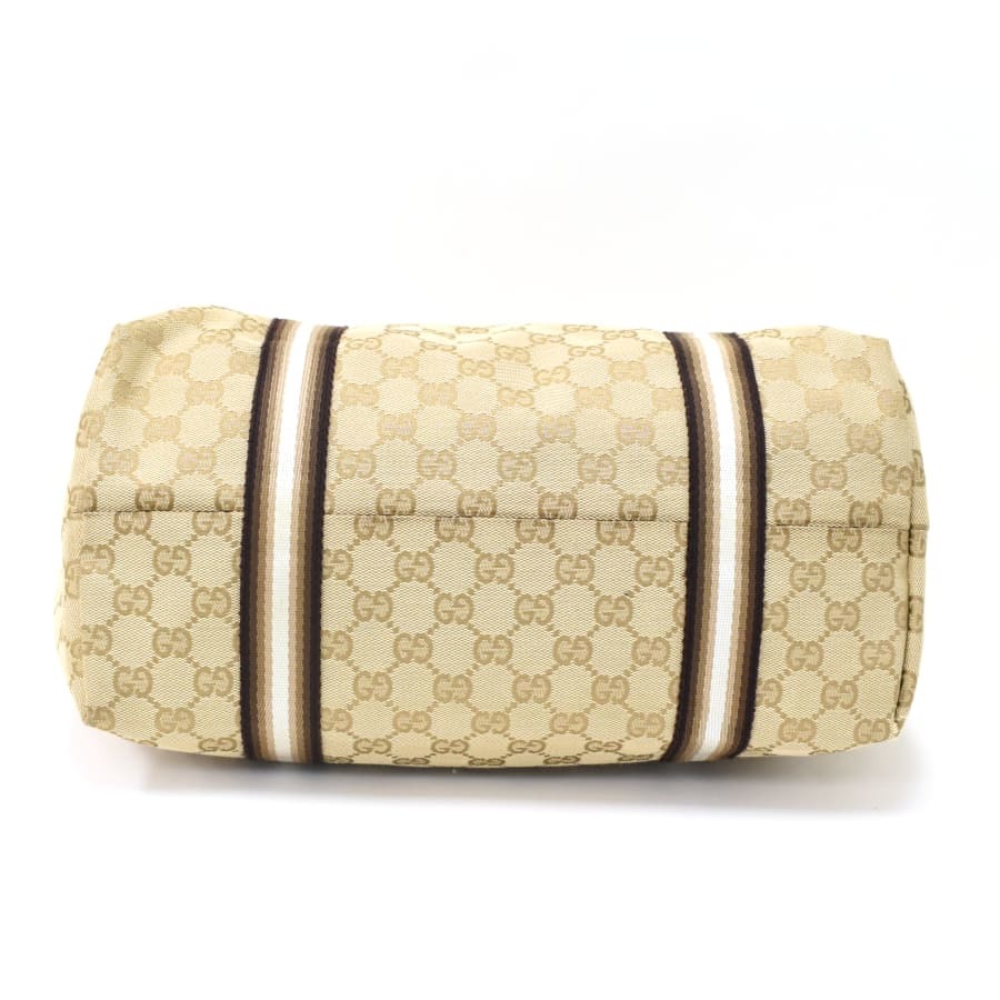 1円 □美品□ GUCCI グッチ 113011 GGキャンバス×レザー トート