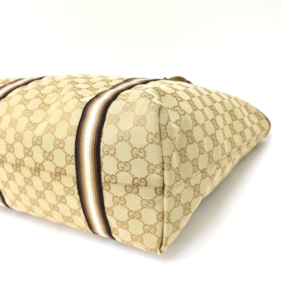 GUCCI グッチ ベージュ アイボリー ゴールド金具 GGキャンバス ⁄レザー
