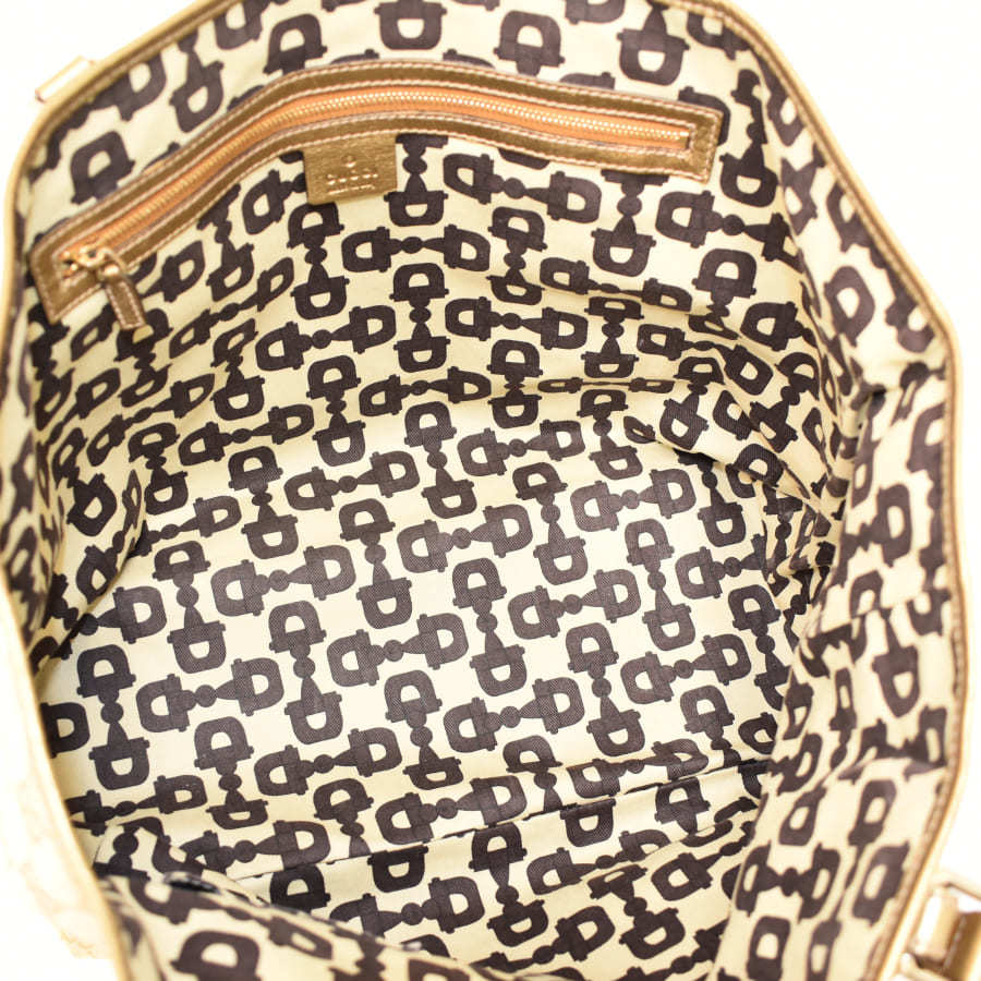 GUCCI グッチ ベージュ アイボリー ゴールド金具 GGキャンバス ⁄レザー