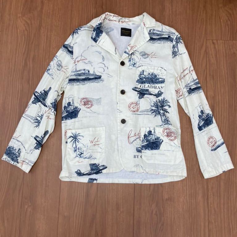 BY GLADHAND POSTAL JACKET L グラッドハンド ポスタルジャケット 総柄 