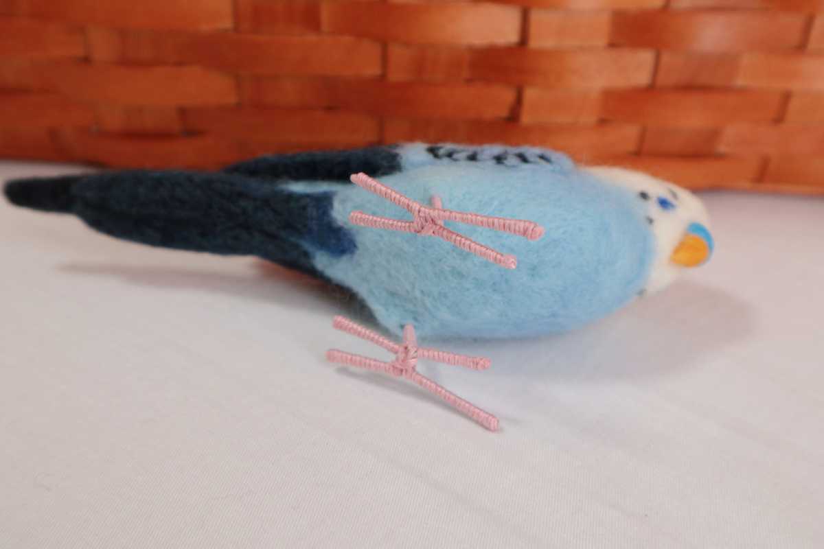 羊毛フェルト 鳥 セキセイインコ ブルー ハンドメイド作品(羊毛