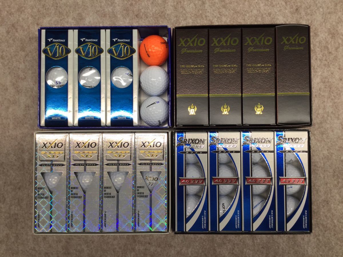 ゴルフボール 4点セット ブリヂストン TourStage V10 ダンロップ SRIXON AD333 XX10 SUPER XD PREMIUM 1-8 