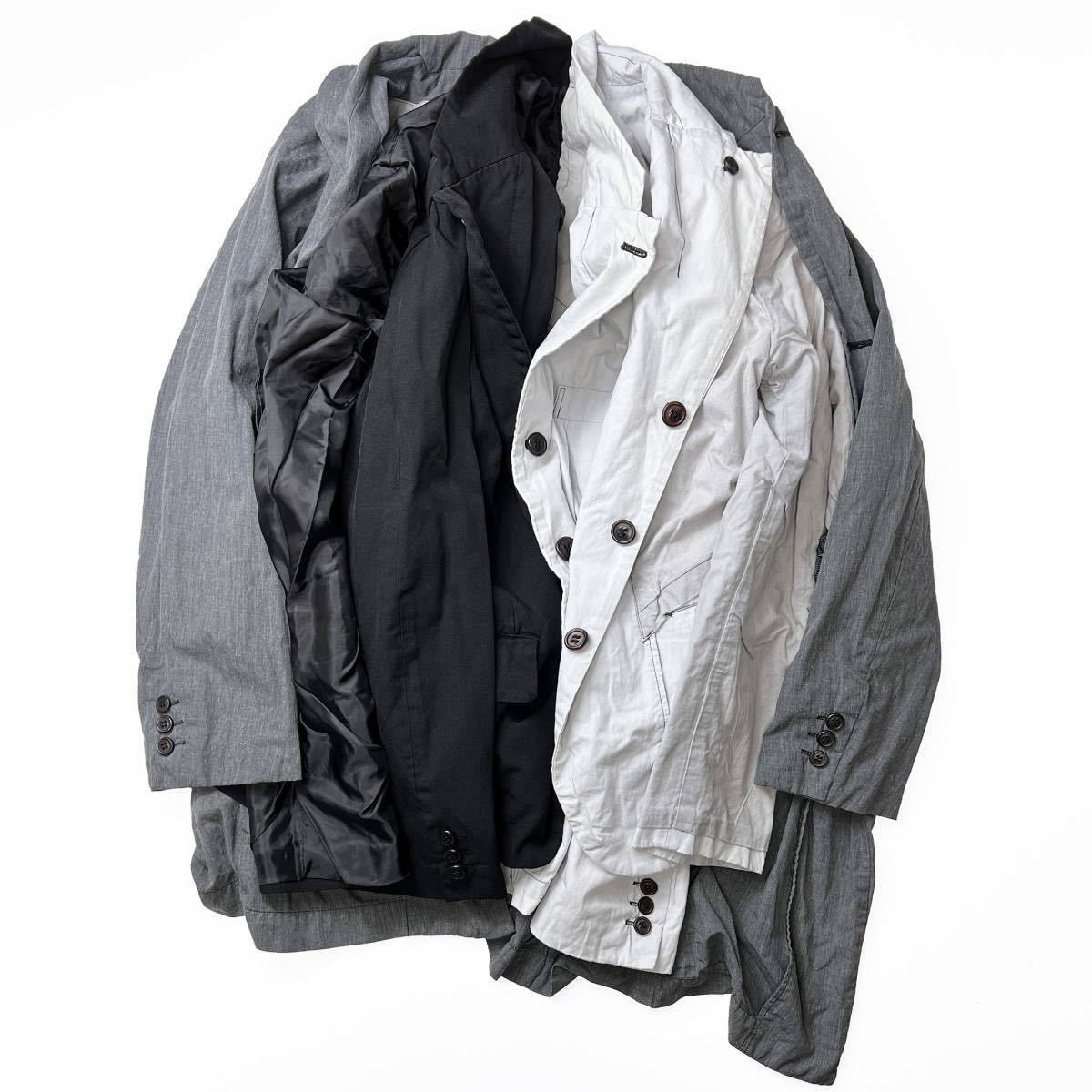 多重人格 3重 ドッキング レイヤード ジャケット ポリエステル縮絨  