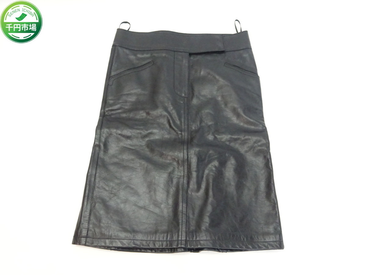 Y-5208】グッチ GUCCI レザースカート 台形 牛革 サイズ40 タイト  