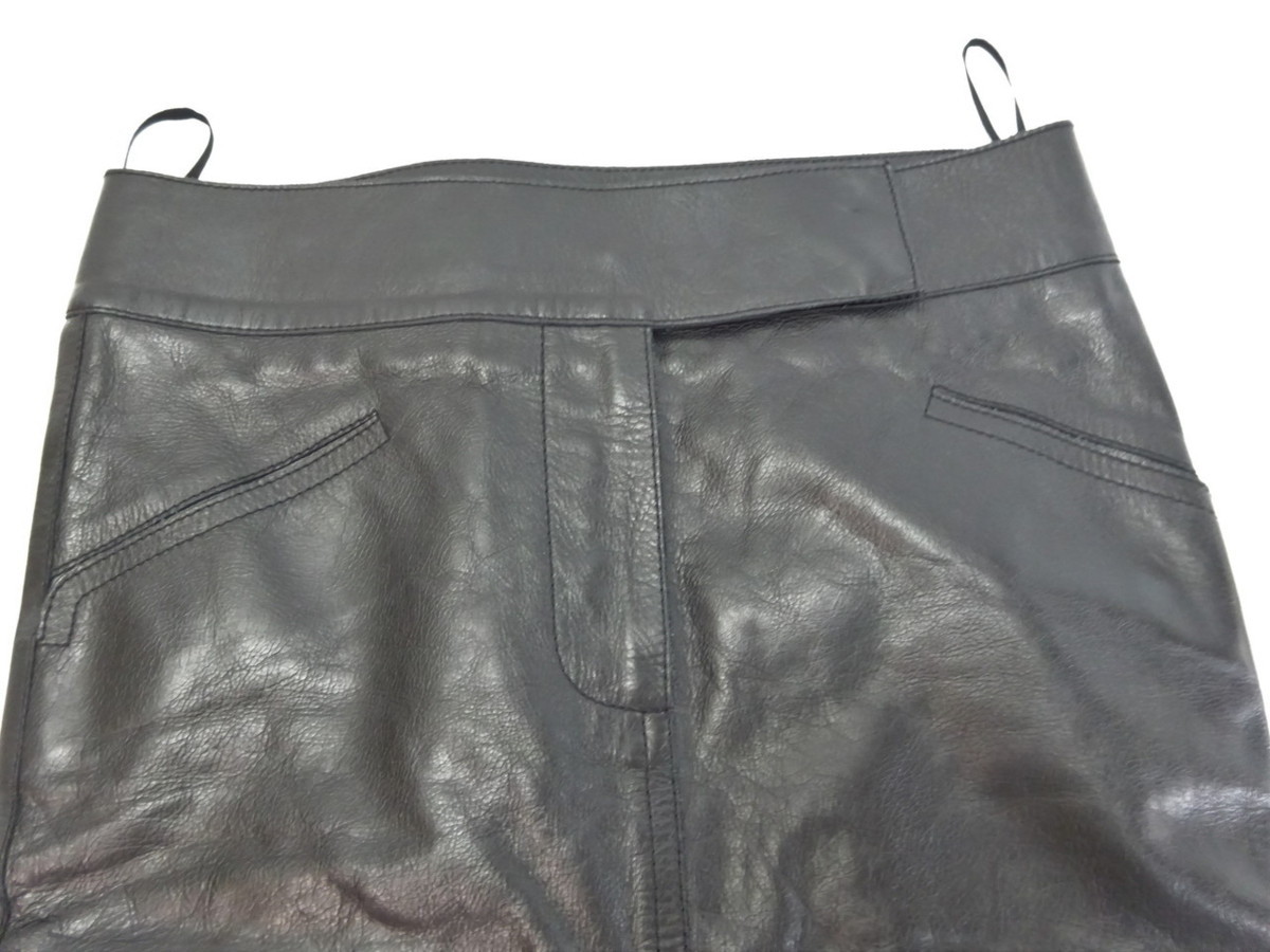 Y-5208】グッチ GUCCI レザースカート 台形 牛革 サイズ40 タイト  