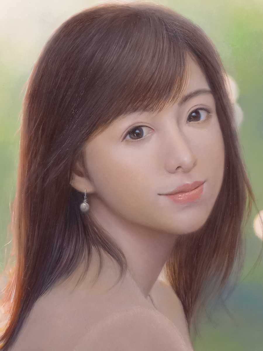清楚な美女を描き人気洋画家 辻信之 最新作 4号油彩 真作保証(人物画