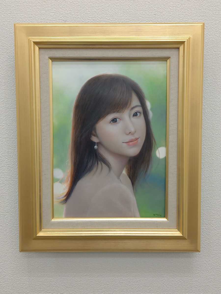 清楚な美女を描き人気洋画家 辻信之 最新作 4号油彩 真作保証(人物画