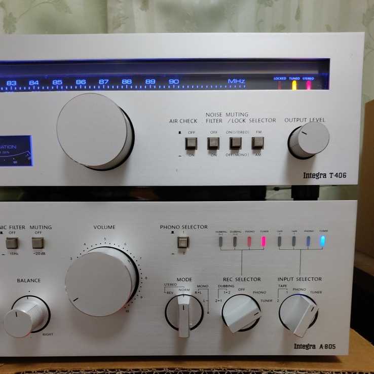 音出し確認品ONKYO【プリメインアンプA-805+チューナーT-406】セット、簡易メンテ、ランプLED交換、オンキヨー ONKYO Integra A-805 現状品 past) プリメイン