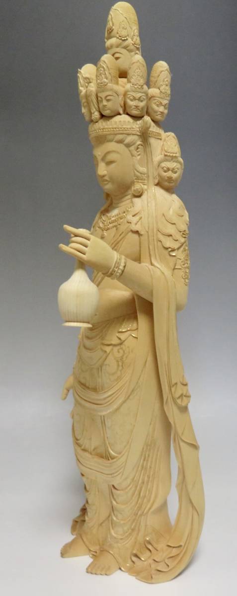 中国仏教美術 古木 細密彫り 仏像 細密彫刻】仏教美術 国宝十一面観音像 中国の彫刻家 葉森祥作 木彫