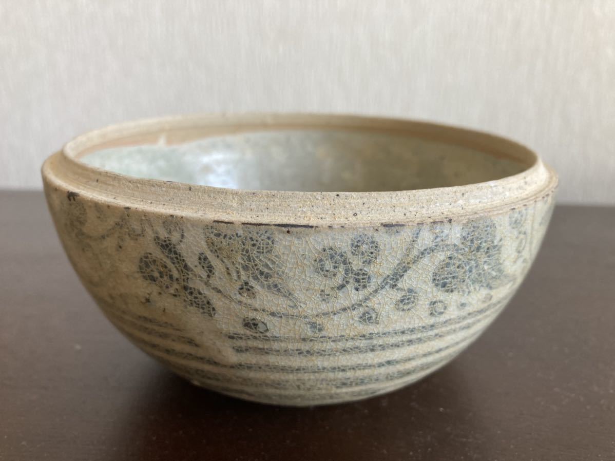 茶道具 サワンカローク 鉄絵格子文蓋付き香合 スンコロク ♦️宋胡録