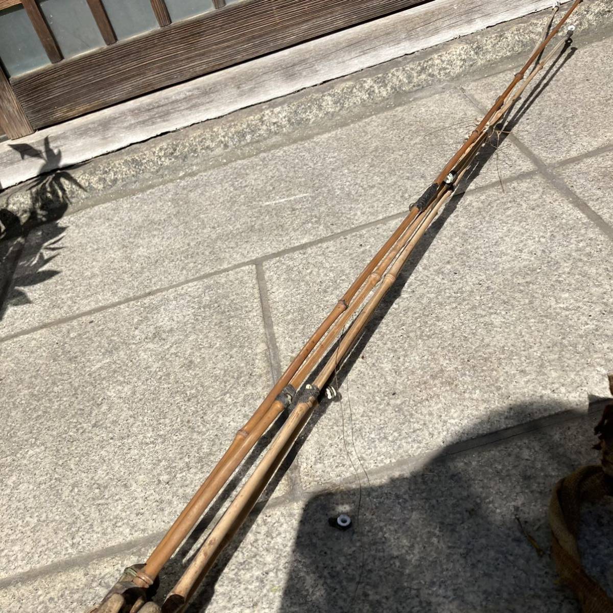 釣竿 4本 和竿 木製 竹 レトロ アンティーク 骨董 大正 昭和 釣具