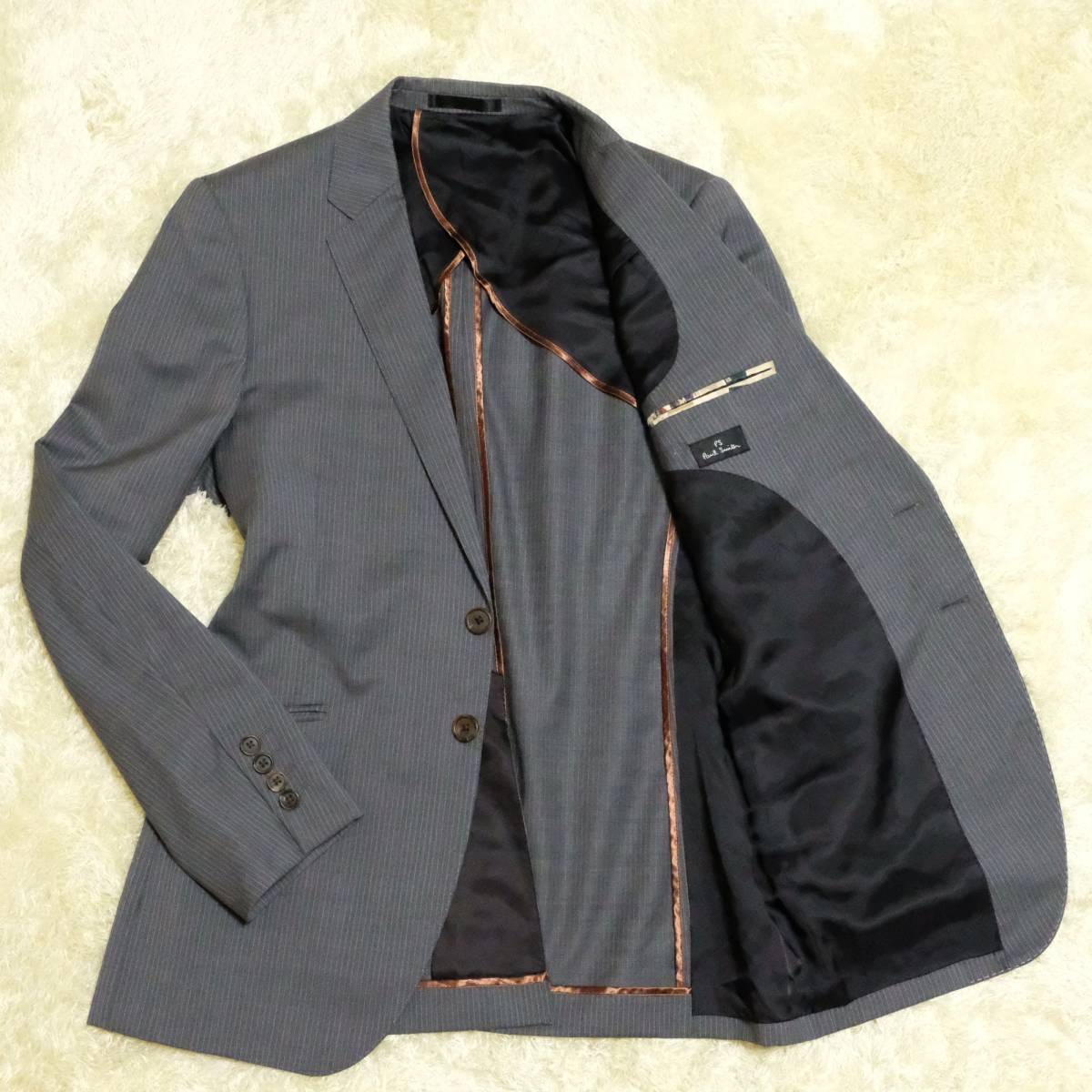 新作，人気 Lサイズ Paul Smith ポールスミス サイズ:L テーラード ジャケットストライプ 2つボタン グレー 灰 ビジネス(テーラードジャケット、ブレザー)｜売買されたオークション情報、yahooの商品情報を 男性用