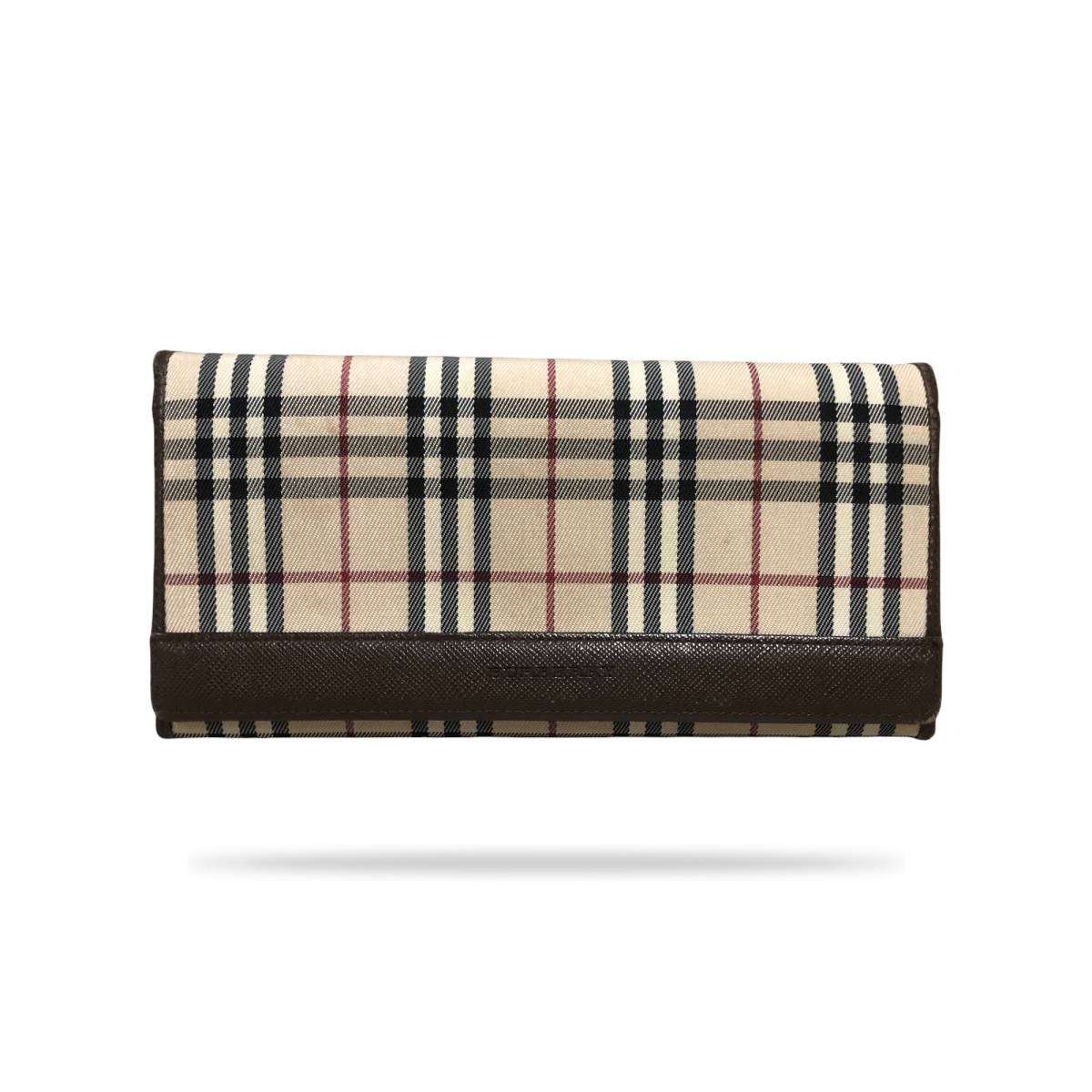 BURBERRY バーバリー 長財布 二つ折り財布 キャンバス レザー ノバ 