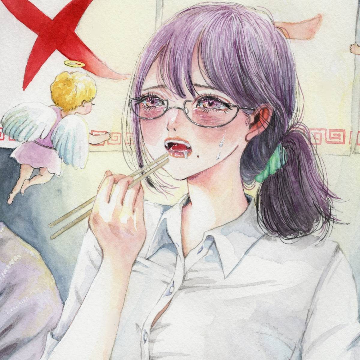 手描きオリジナルイラスト 究極の一杯 天国への階段 創作 水彩 手描きイラスト 売買されたオークション情報 Yahooの商品情報をアーカイブ公開 オークファン Aucfan Com