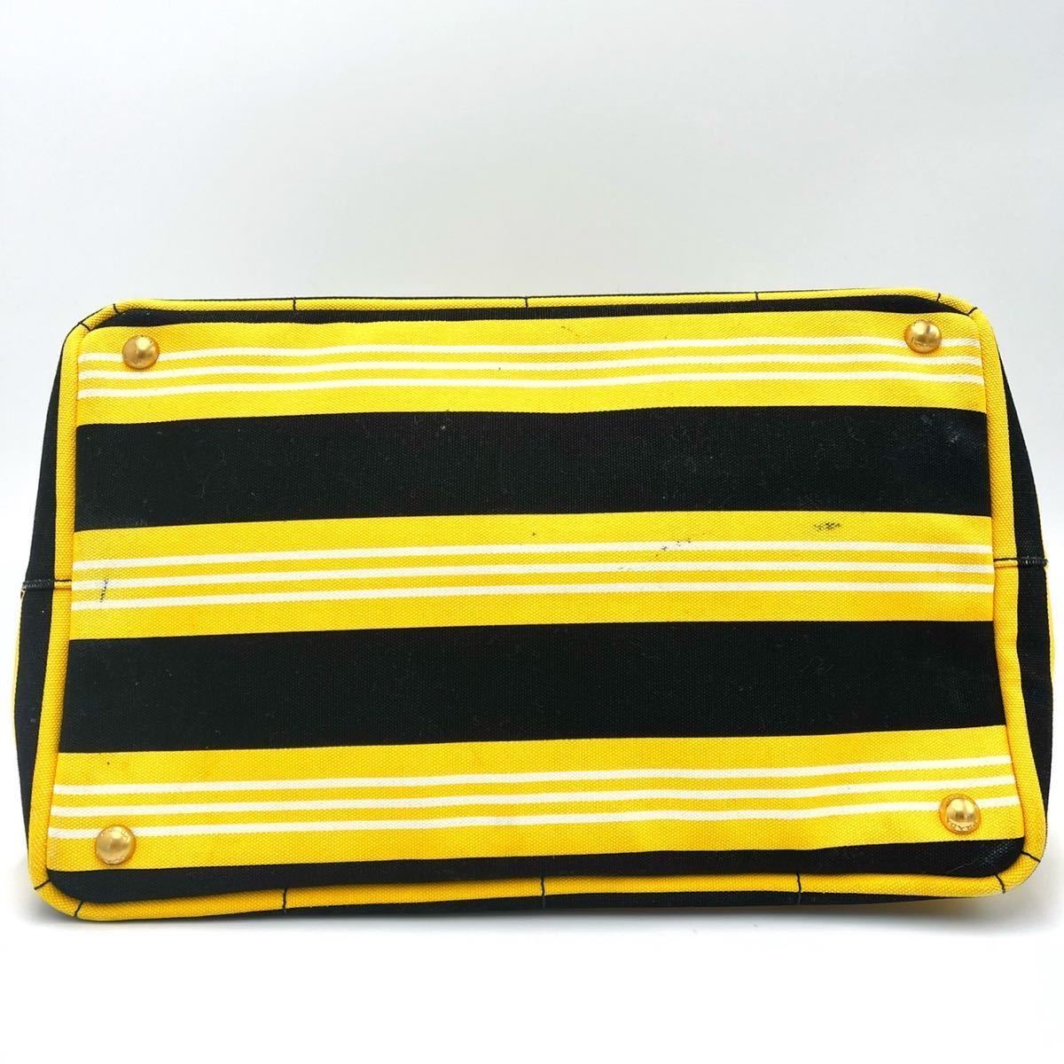 ○陰陽讃歌○PRADA プラダ カナパ ボーダー トートバッグ ハンド 
