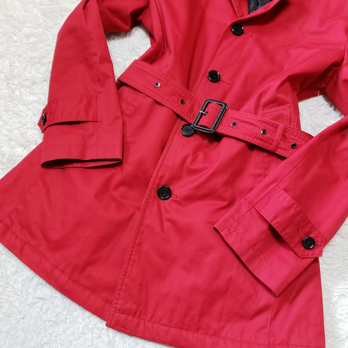バーバリー　ブラックレーベル　ステンカラーコート　赤　L 美品 BURBERRY BLACKLABEL 美品【希少カラー 大人気サイズ L】バーバリー