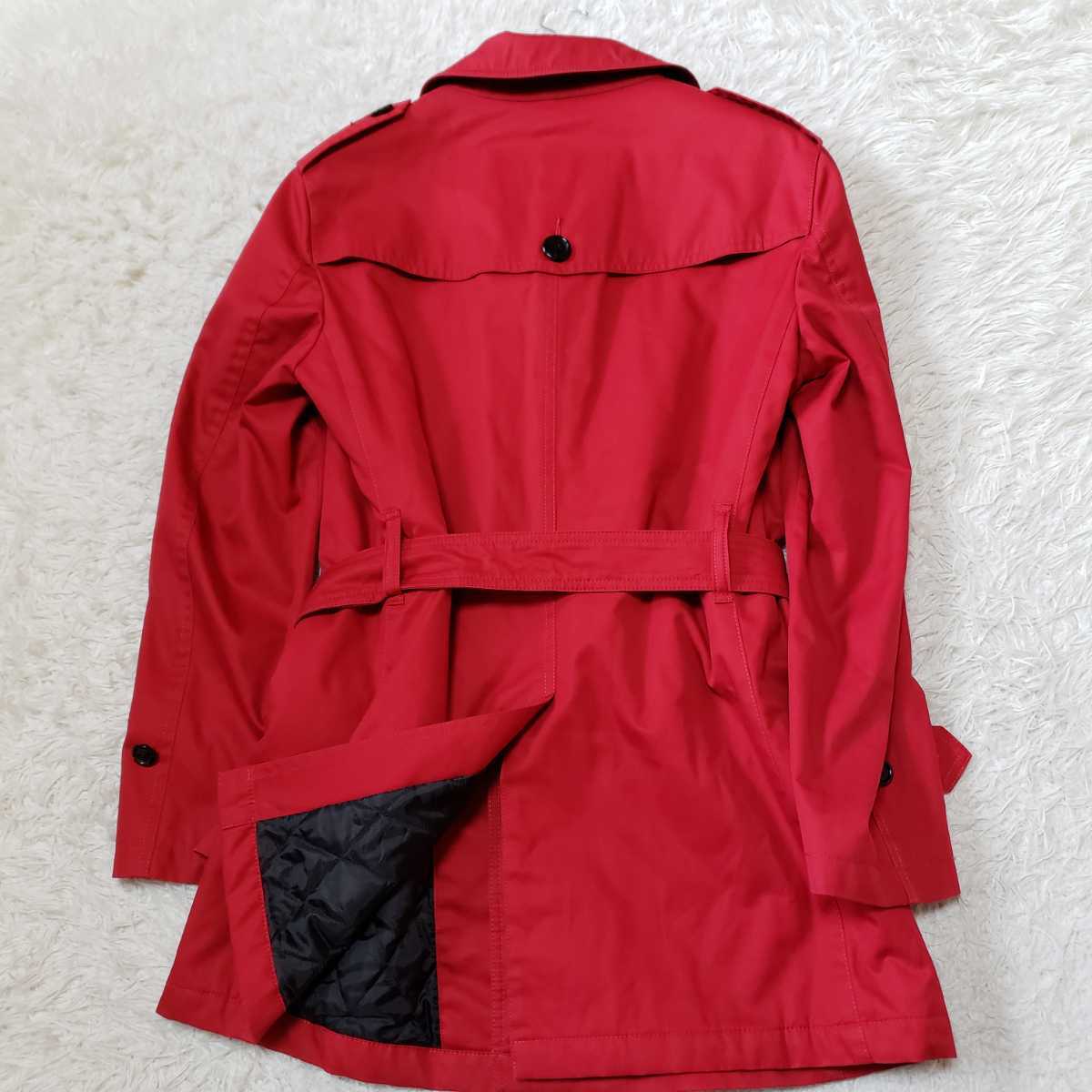 バーバリー　ブラックレーベル　ステンカラーコート　赤　L 美品 BURBERRY BLACKLABEL 美品【希少カラー 大人気サイズ L】バーバリー
